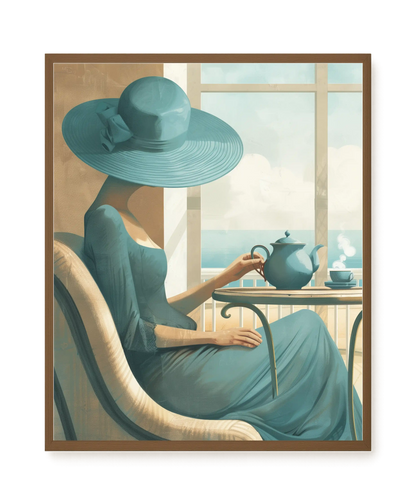 Lady with Tea Canvas Wall Art