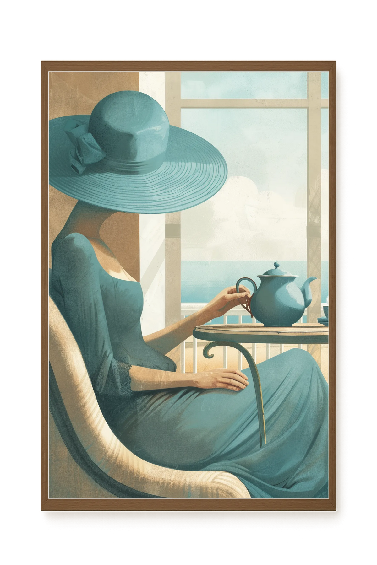 Lady with Tea Canvas Wall Art