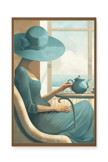 Lady with Tea Canvas Wall Art