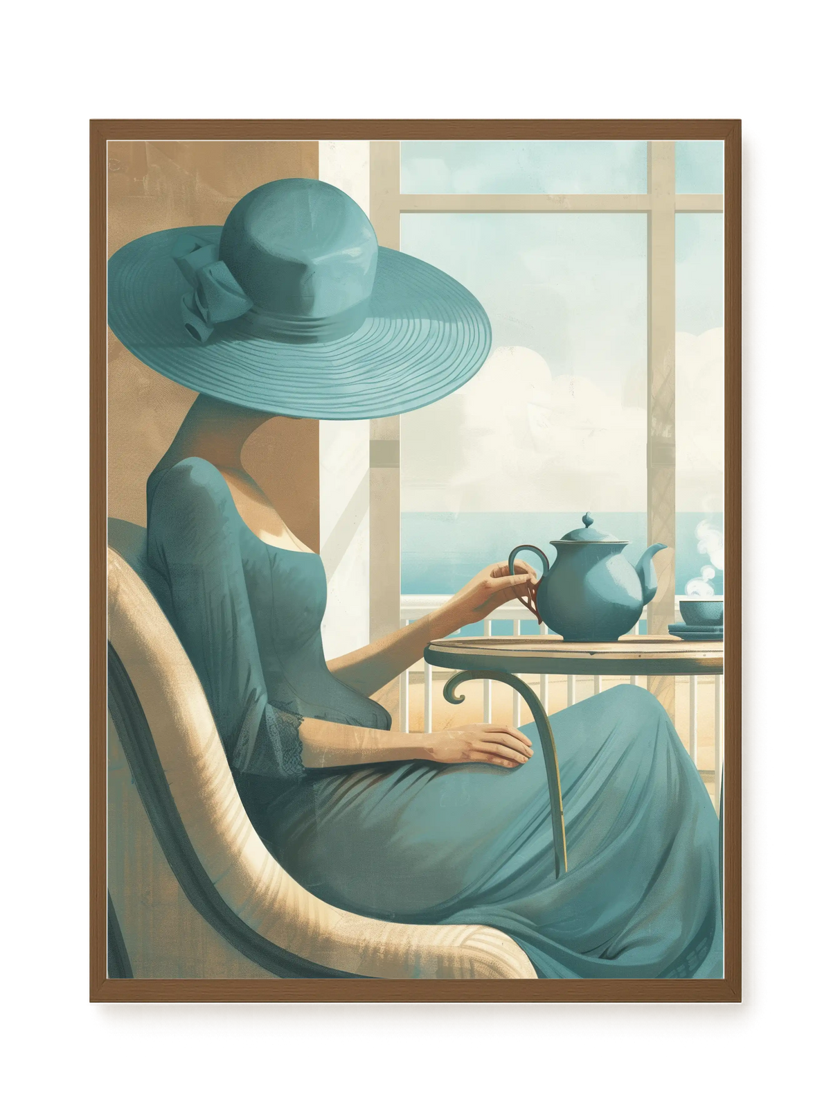 Lady with Tea Canvas Wall Art