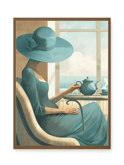 Lady with Tea Canvas Wall Art