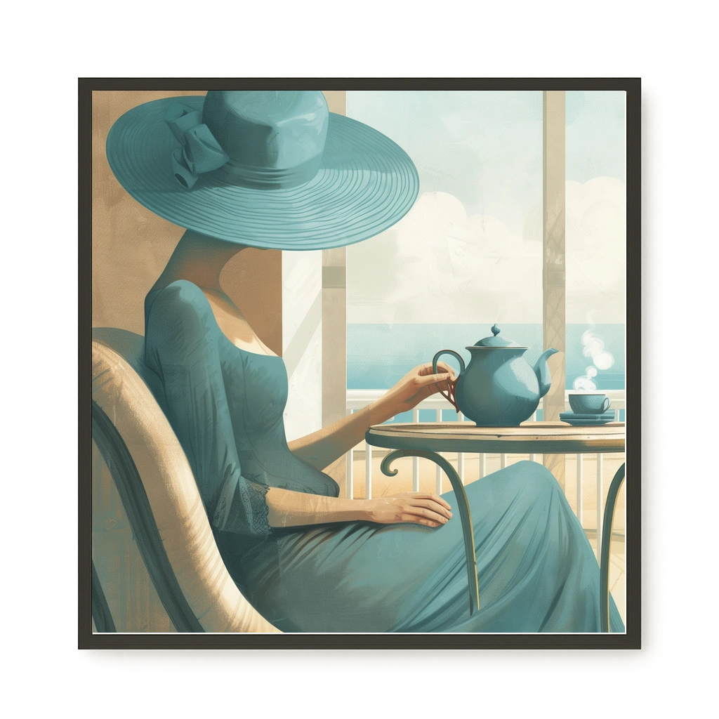 Lady with Tea Canvas Wall Art
