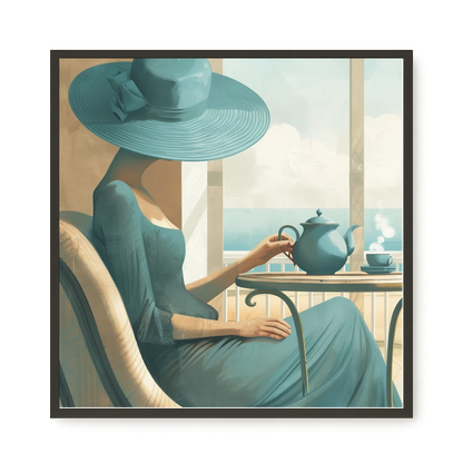 Lady with Tea Canvas Wall Art
