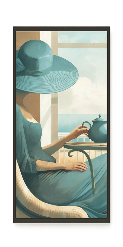 Lady with Tea Canvas Wall Art
