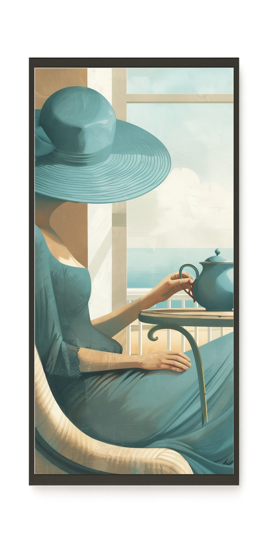 Lady with Tea Canvas Wall Art