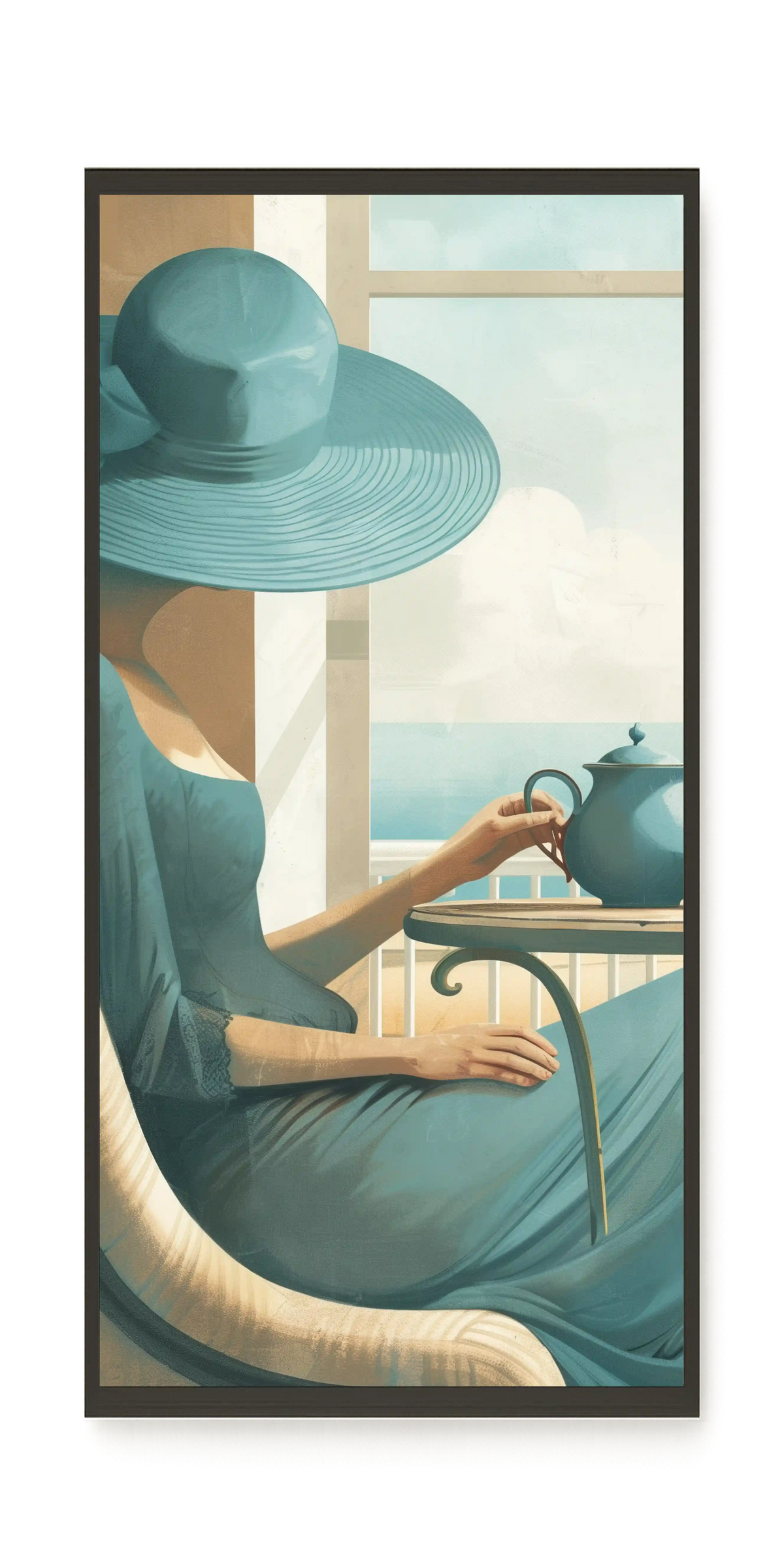 Lady with Tea Canvas Wall Art