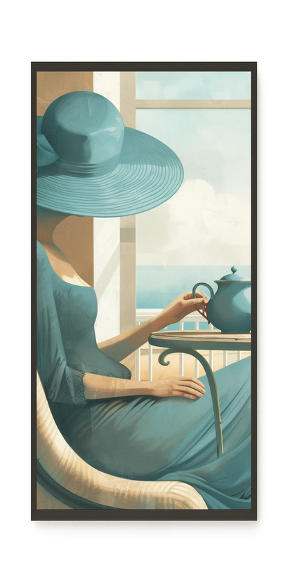Lady with Tea Canvas Wall Art