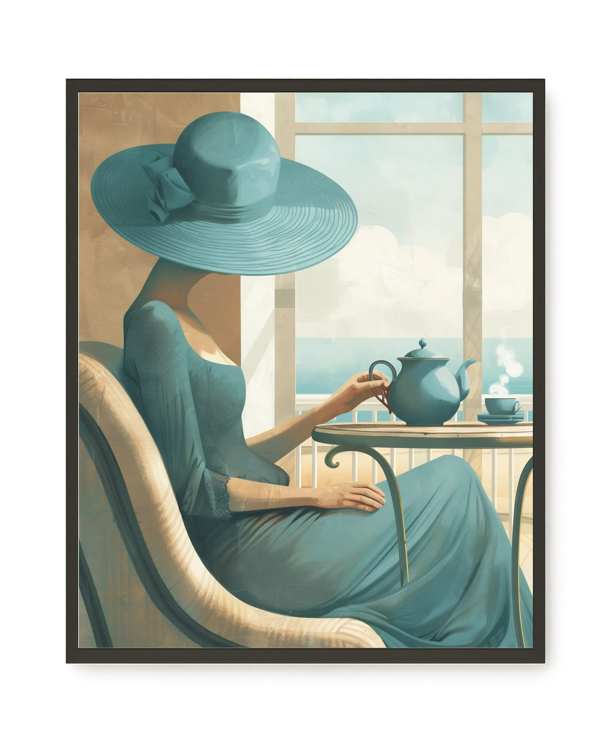 Lady with Tea Canvas Wall Art