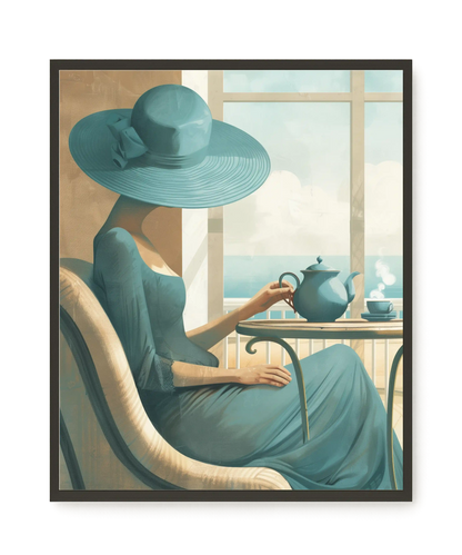 Lady with Tea Canvas Wall Art