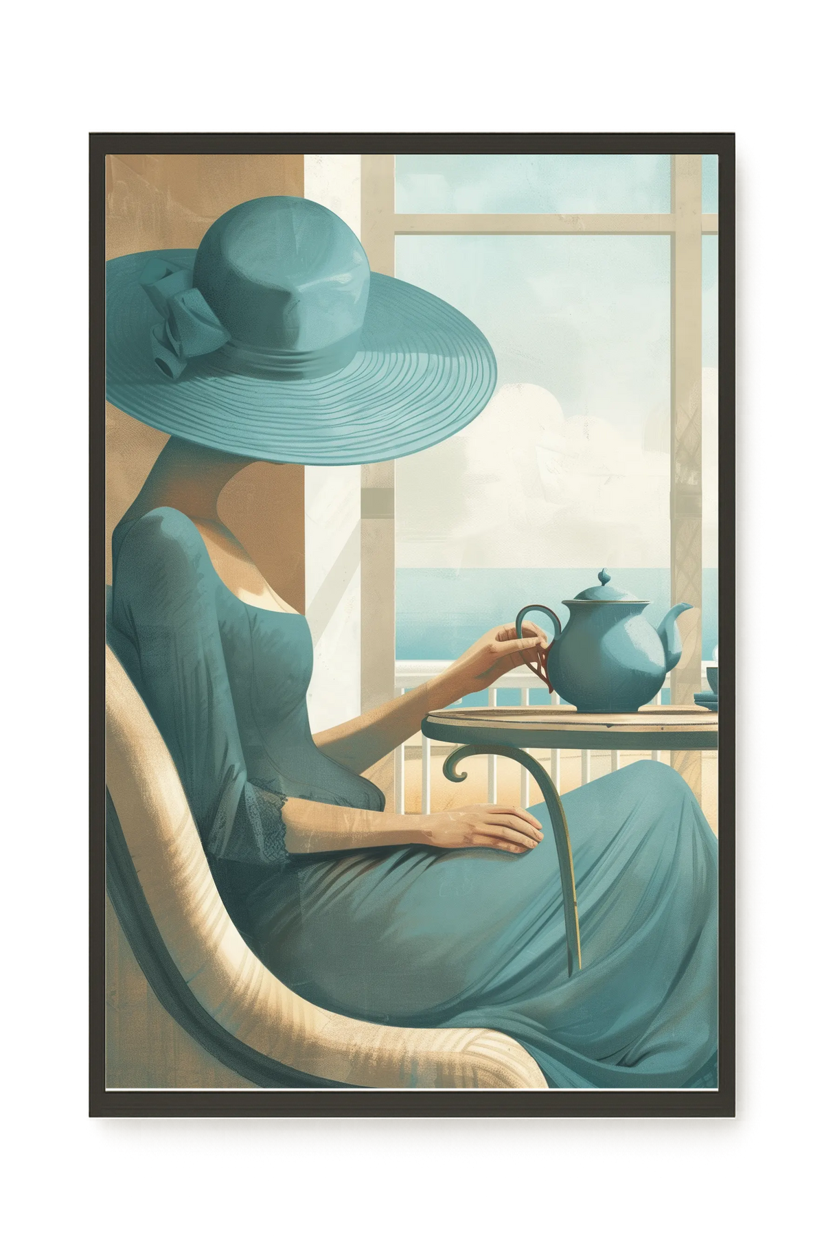 Lady with Tea Canvas Wall Art
