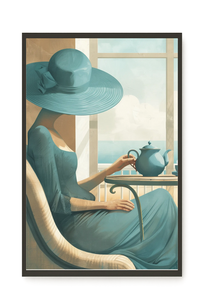 Lady with Tea Canvas Wall Art