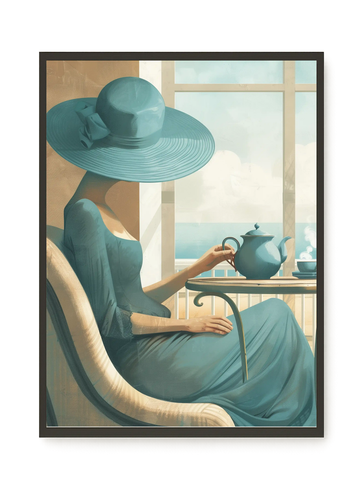 Lady with Tea Canvas Wall Art