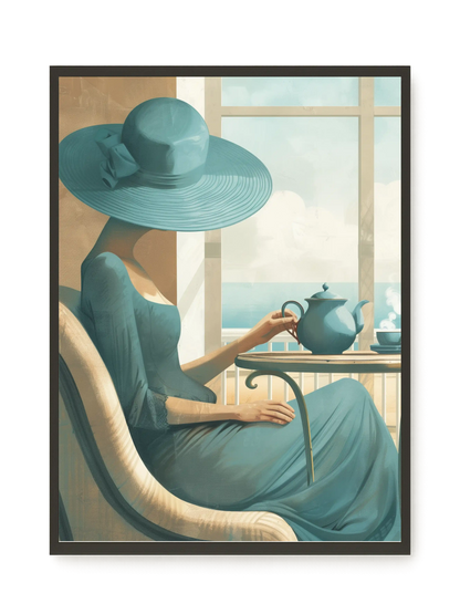 Lady with Tea Canvas Wall Art