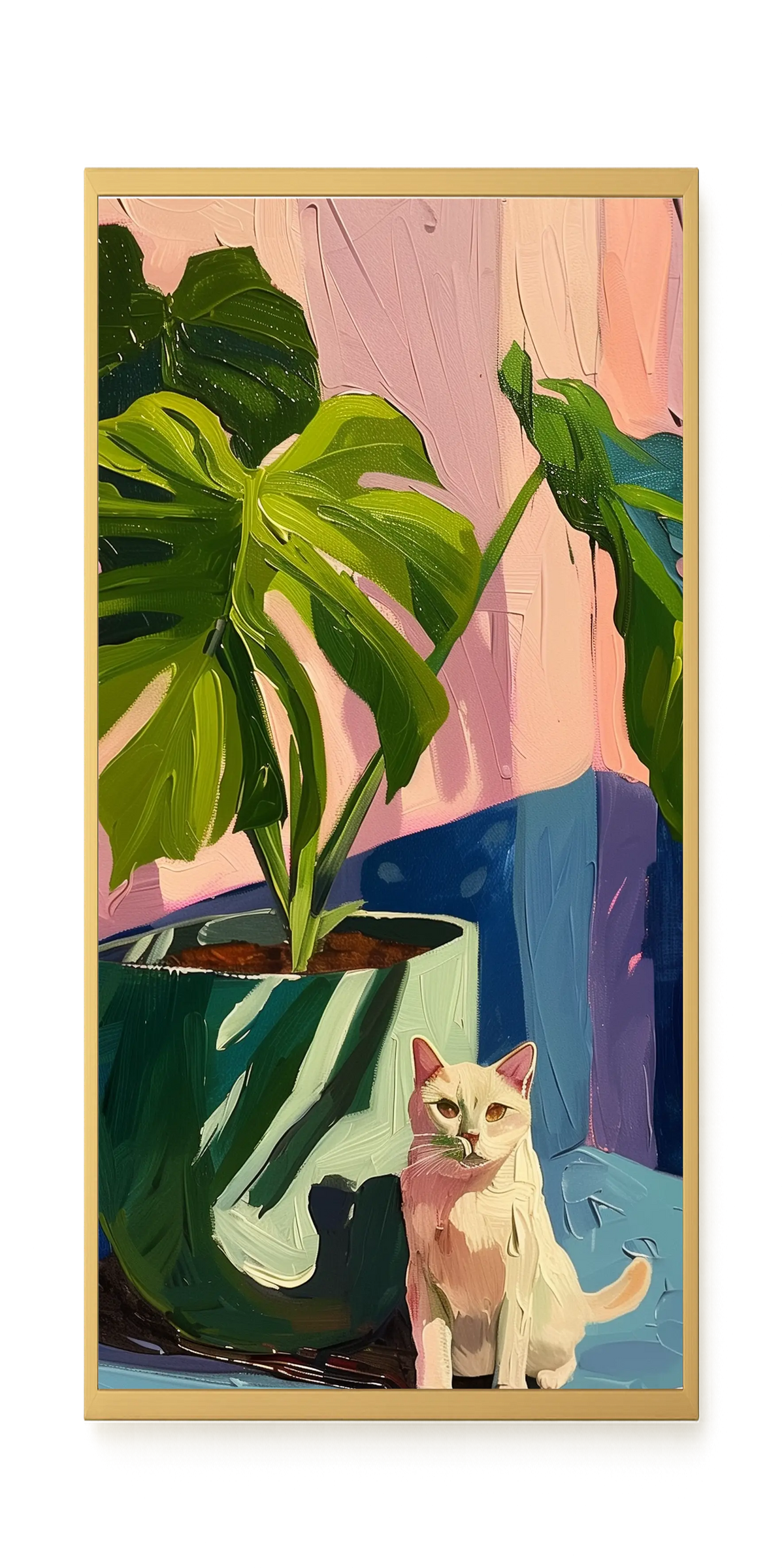 Cat & Plant Canvas Wall Art