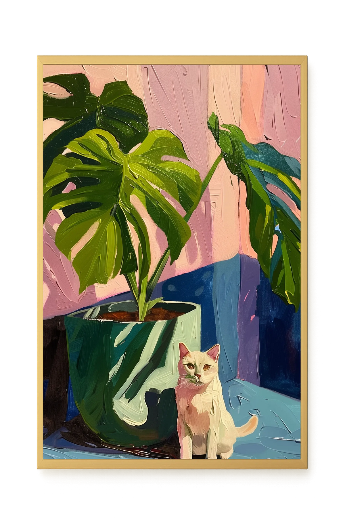Cat & Plant Canvas Wall Art
