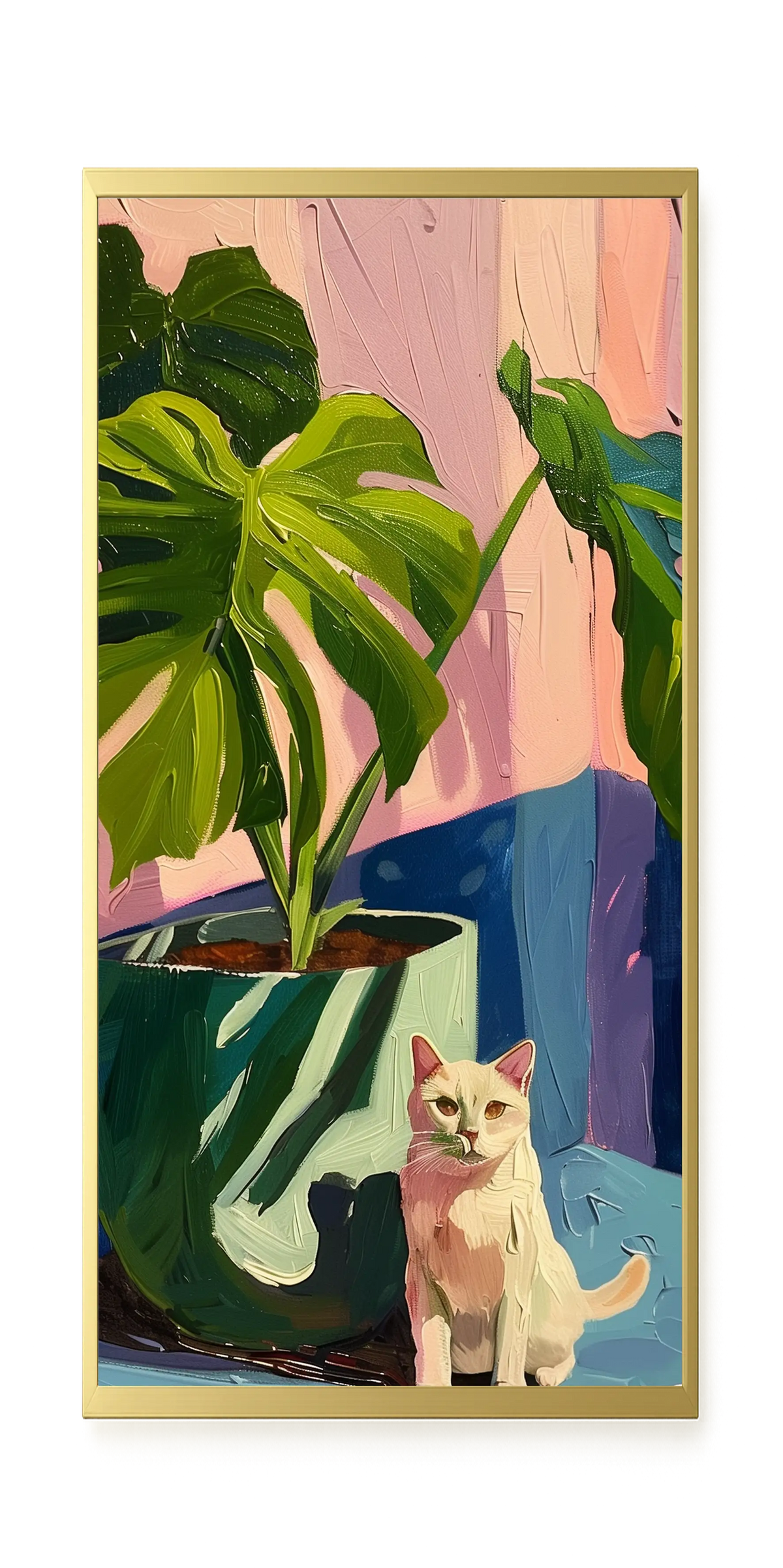 Cat & Plant Canvas Wall Art