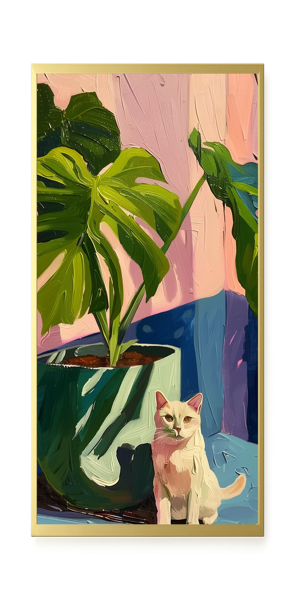 Cat & Plant Canvas Wall Art