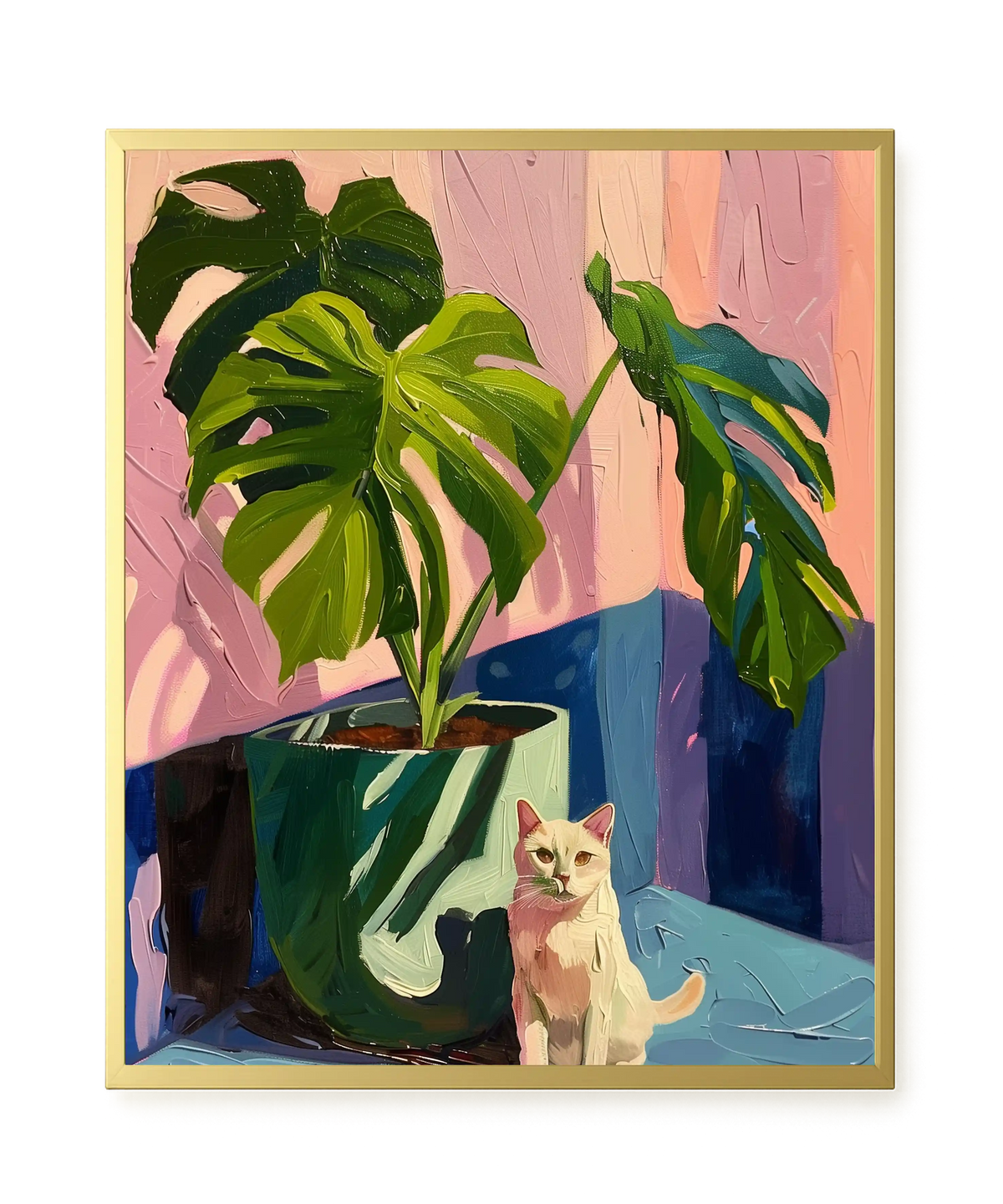 Cat & Plant Canvas Wall Art