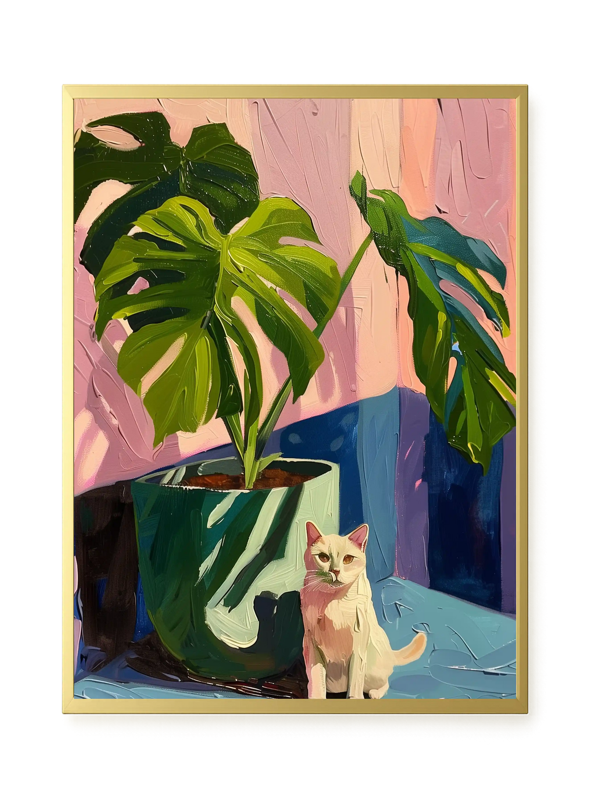 Cat & Plant Canvas Wall Art