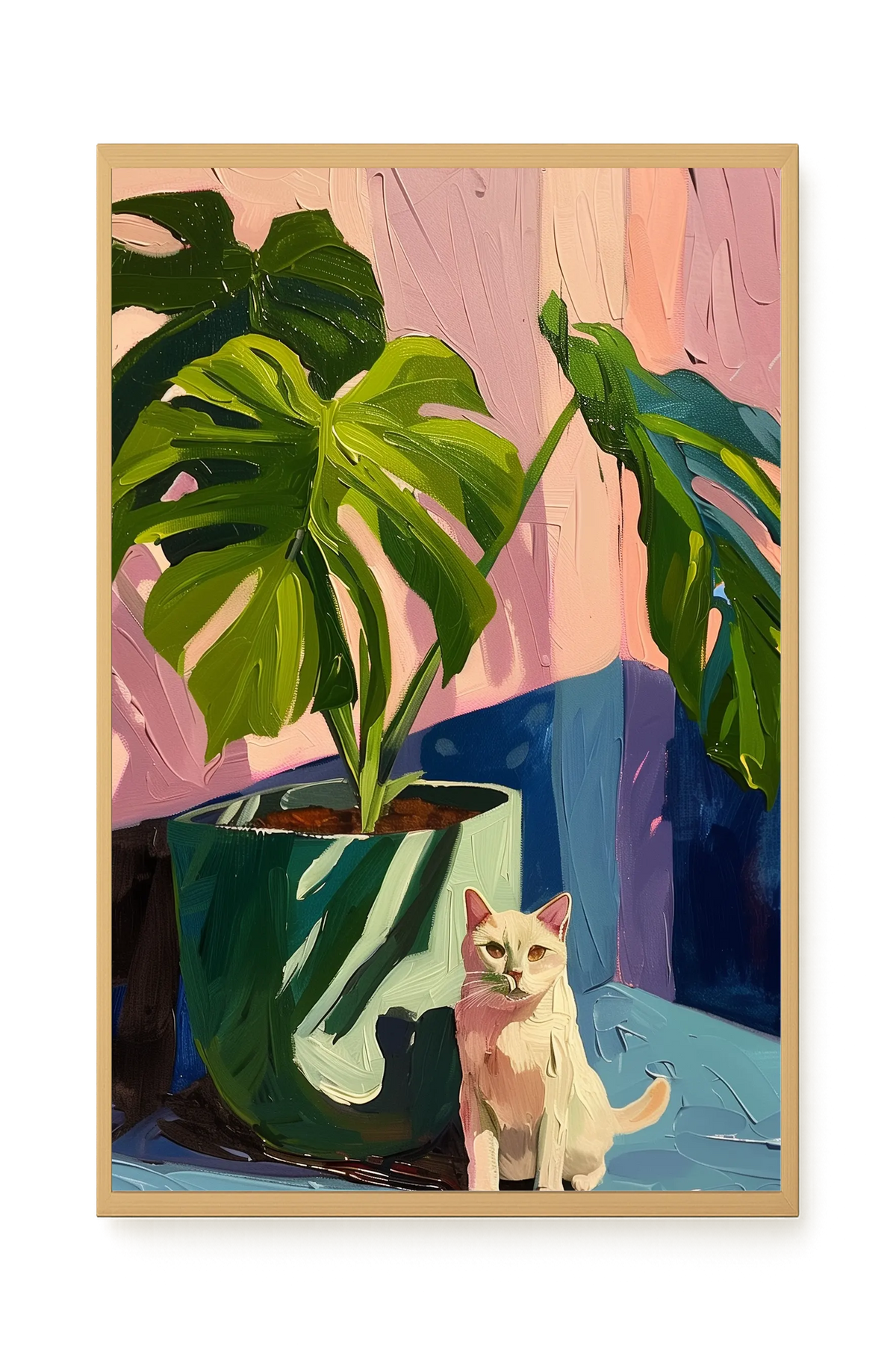 Cat & Plant Canvas Wall Art