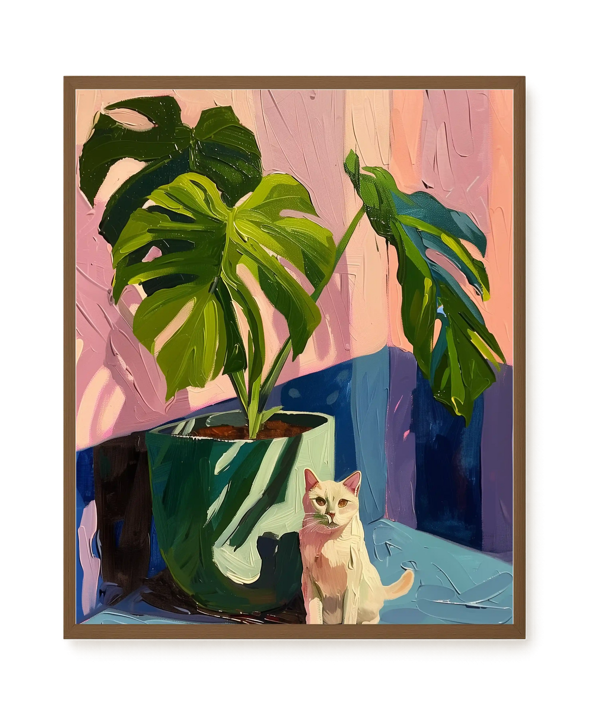 Cat & Plant Canvas Wall Art