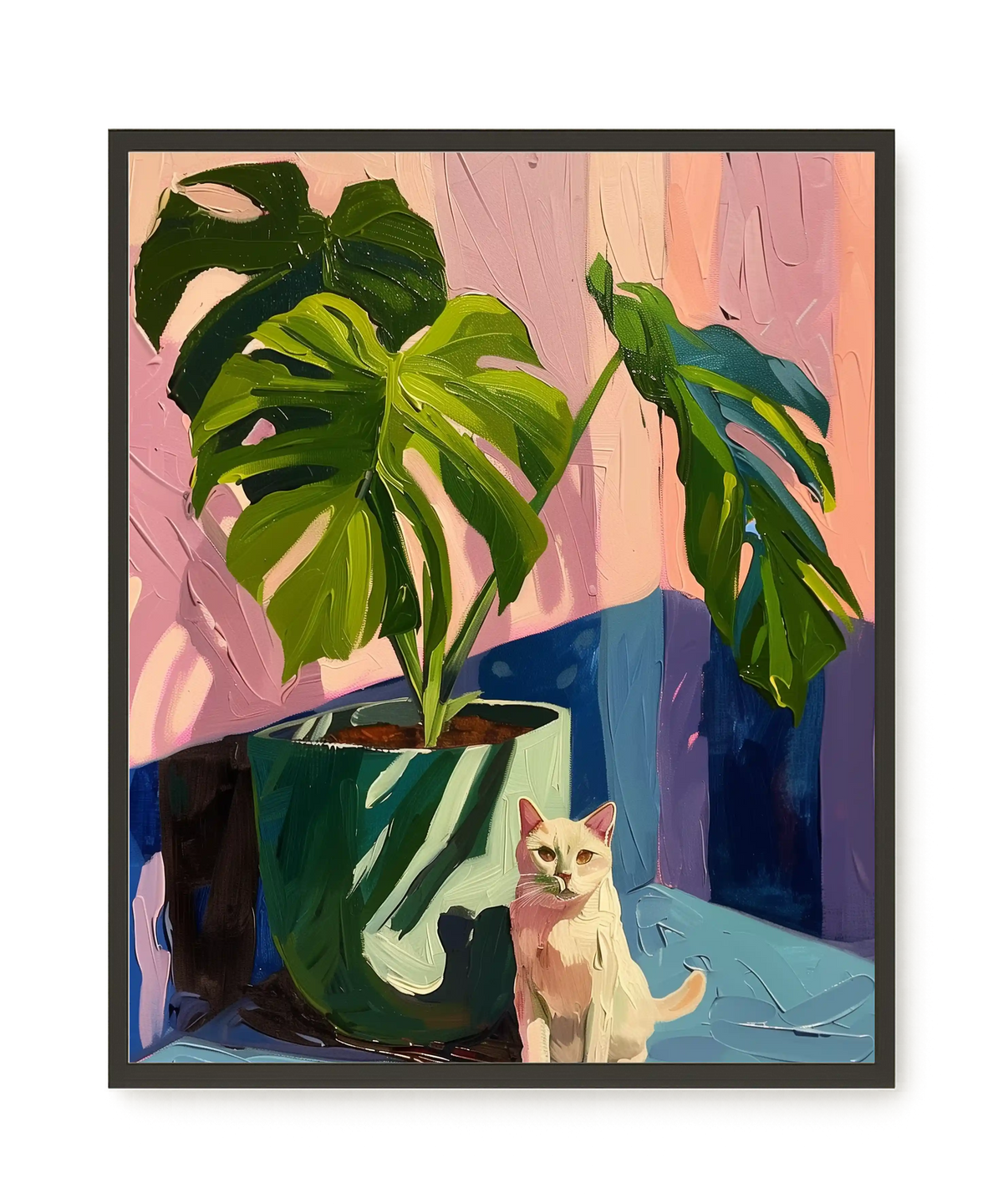 Cat & Plant Canvas Wall Art