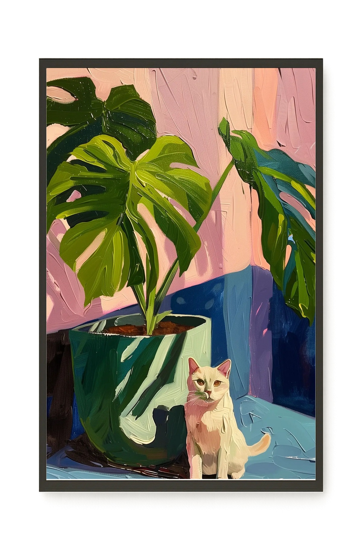 Cat & Plant Canvas Wall Art
