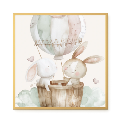 Bunnies in Hot Air Balloon Canvas Print