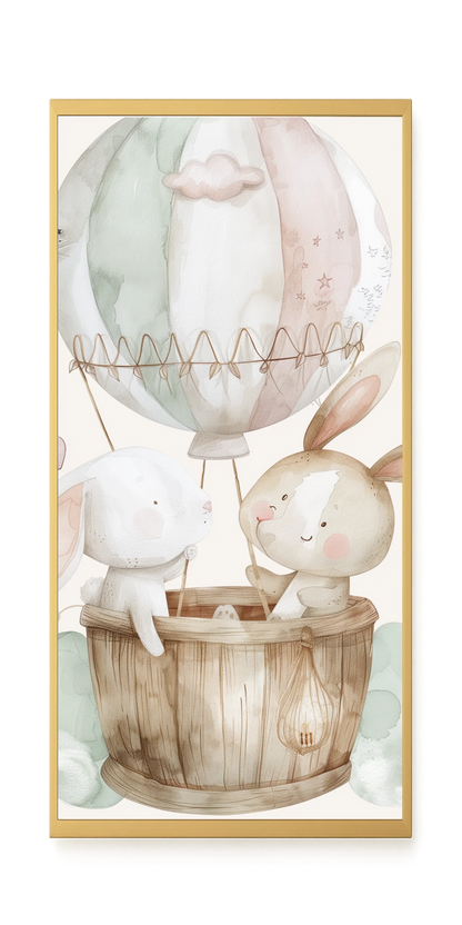 Bunnies in Hot Air Balloon Canvas Print