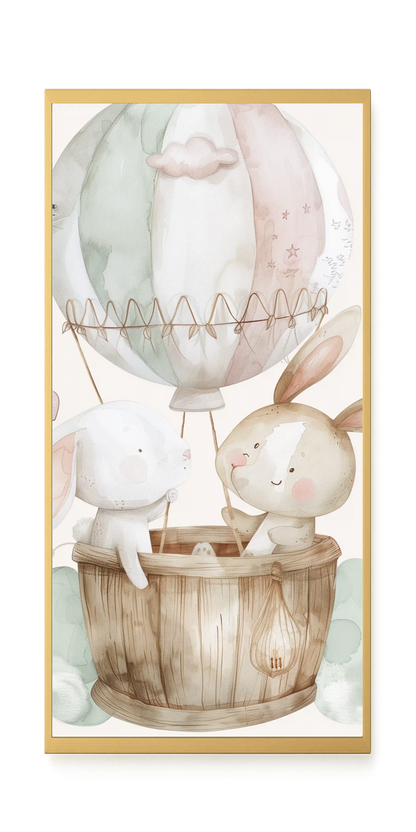 Bunnies in Hot Air Balloon Canvas Print