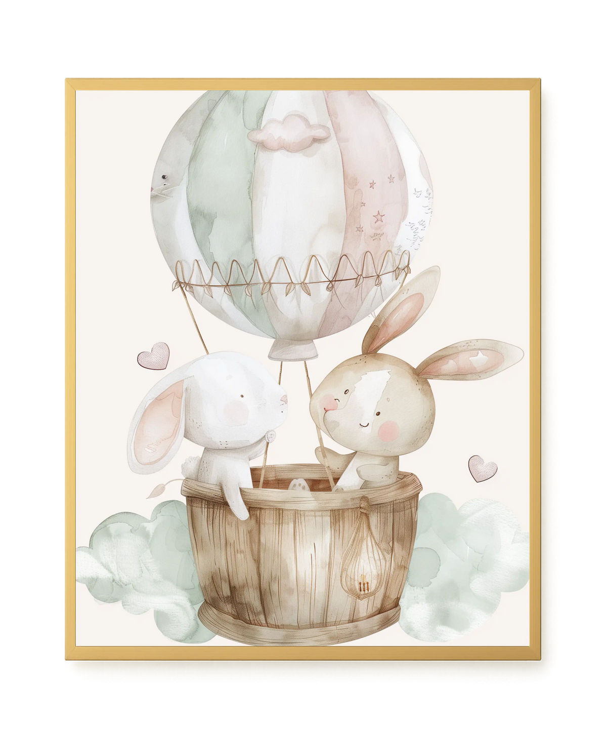 Bunnies in Hot Air Balloon Canvas Print