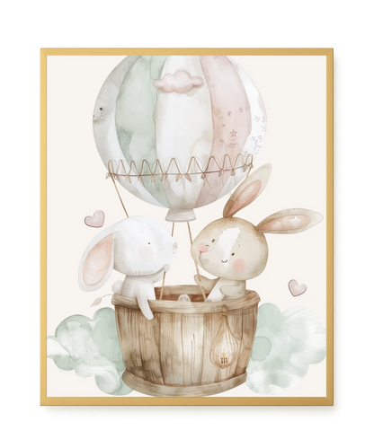 Bunnies in Hot Air Balloon Canvas Print