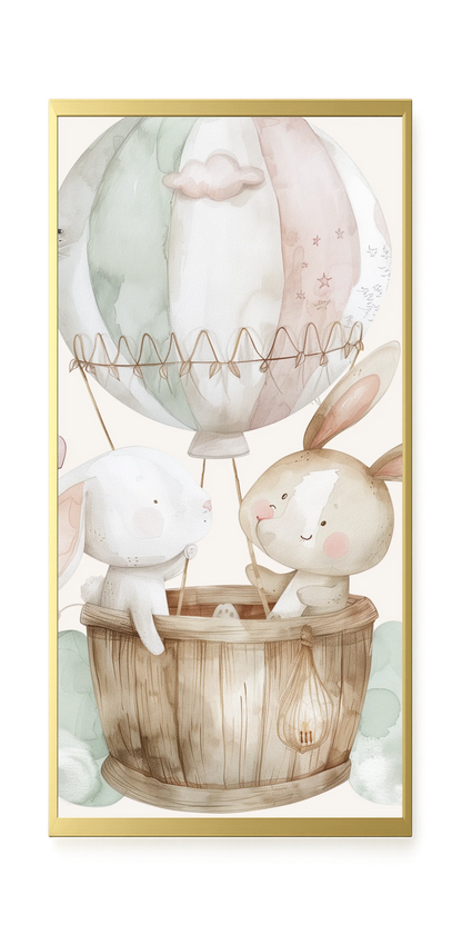 Bunnies in Hot Air Balloon Canvas Print