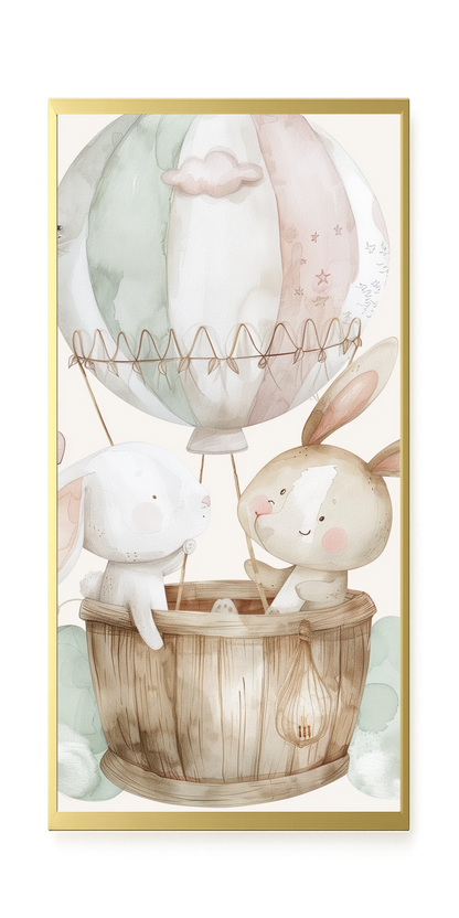 Bunnies in Hot Air Balloon Canvas Print