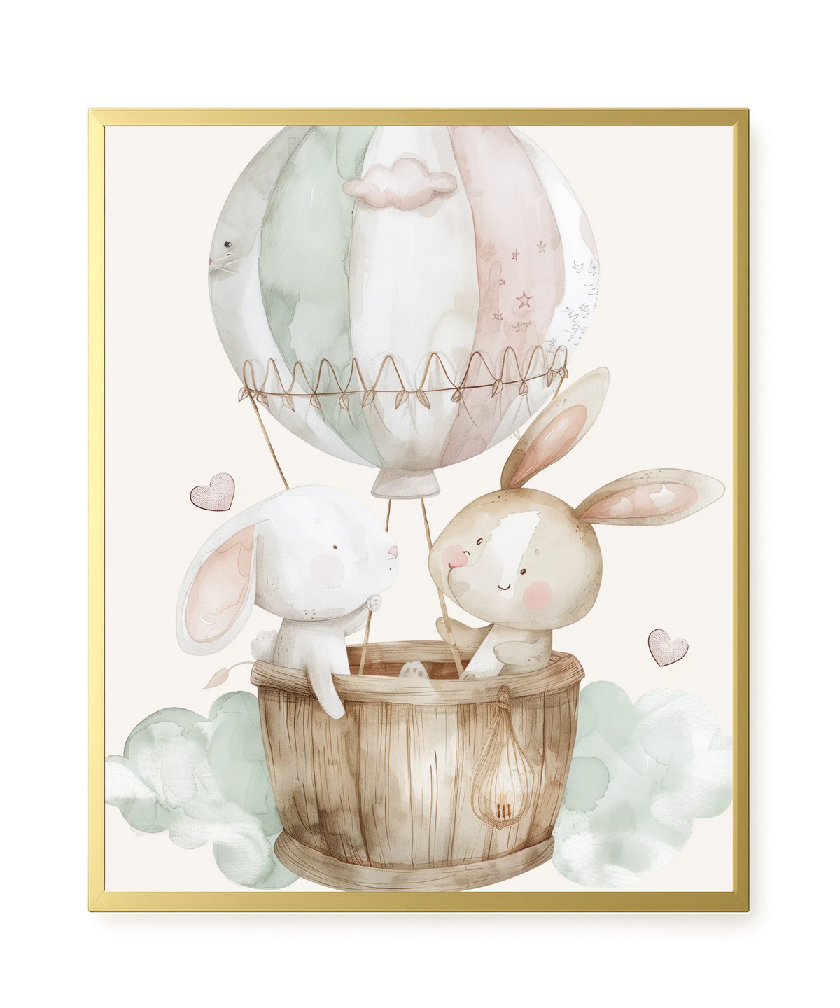 Bunnies in Hot Air Balloon Canvas Print