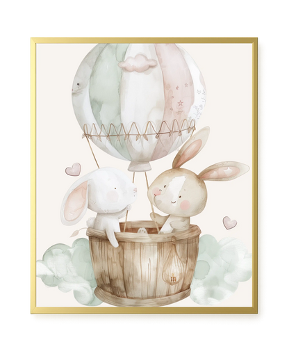 Bunnies in Hot Air Balloon Canvas Print