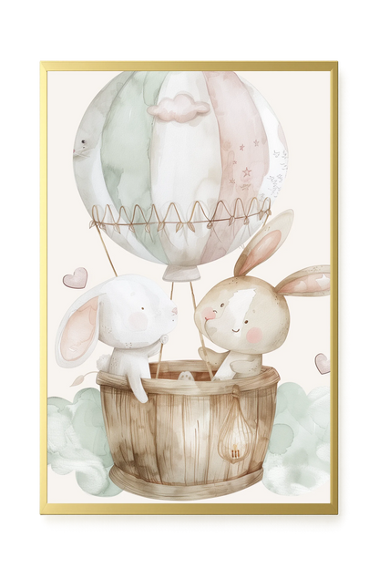 Bunnies in Hot Air Balloon Canvas Print