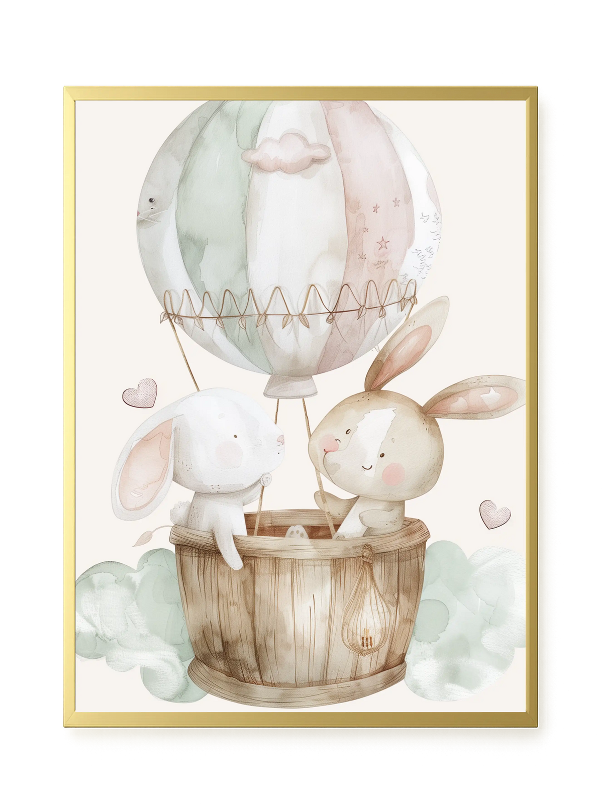 Bunnies in Hot Air Balloon Canvas Print