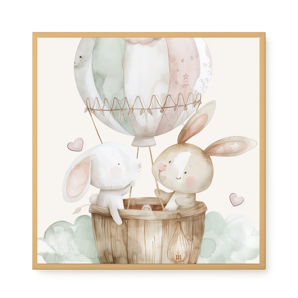 Bunnies in Hot Air Balloon Canvas Print