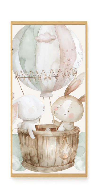 Bunnies in Hot Air Balloon Canvas Print