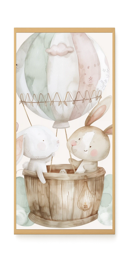 Bunnies in Hot Air Balloon Canvas Print