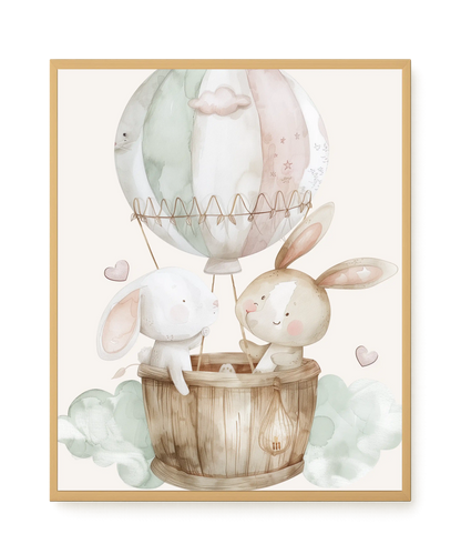Bunnies in Hot Air Balloon Canvas Print