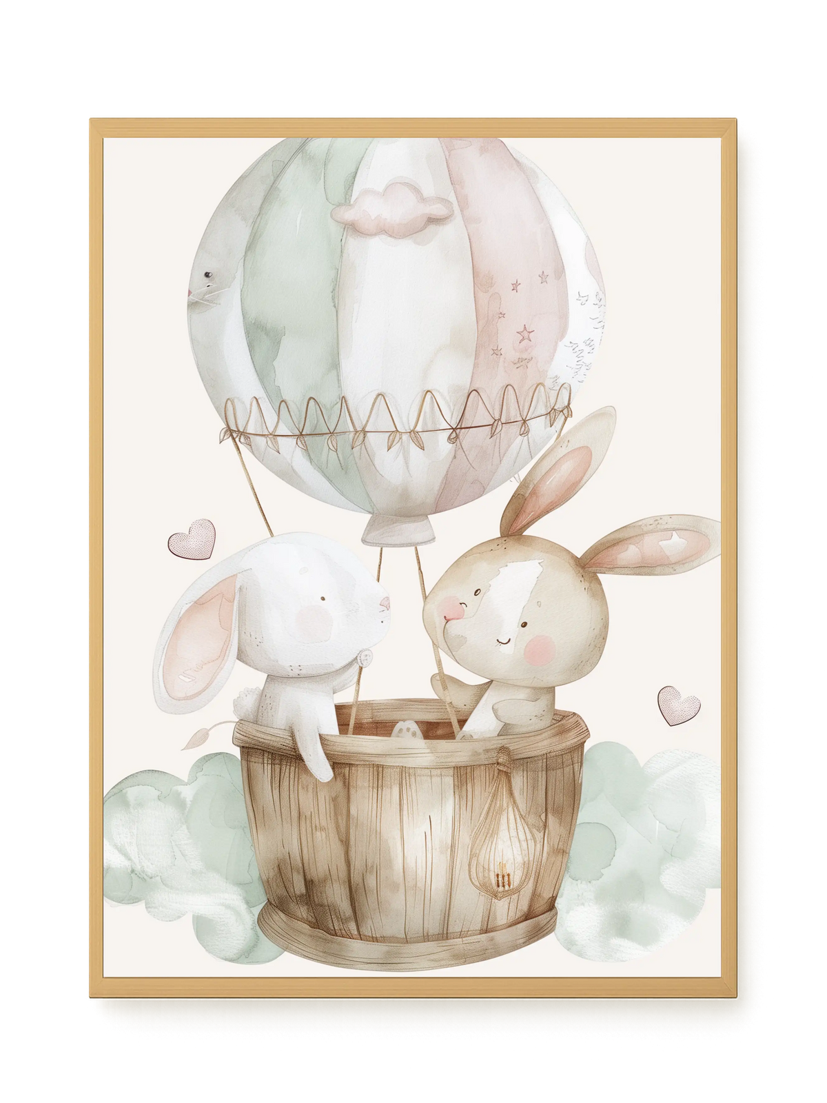 Bunnies in Hot Air Balloon Canvas Print