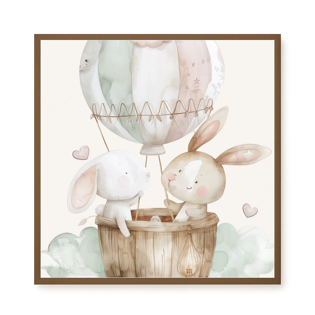 Bunnies in Hot Air Balloon Canvas Print