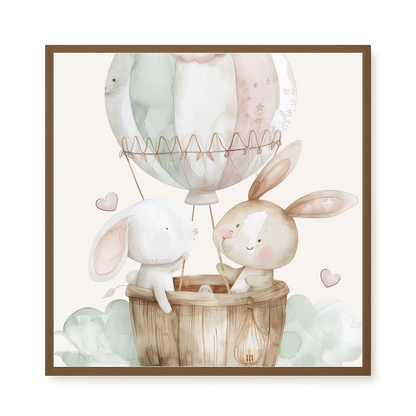 Bunnies in Hot Air Balloon Canvas Print