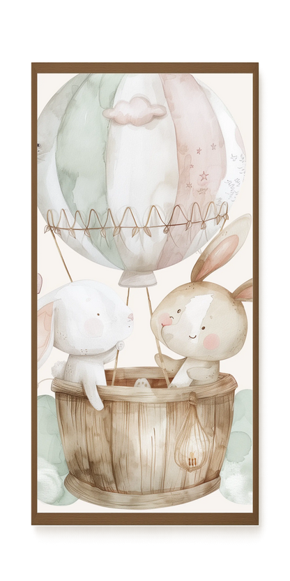 Bunnies in Hot Air Balloon Canvas Print