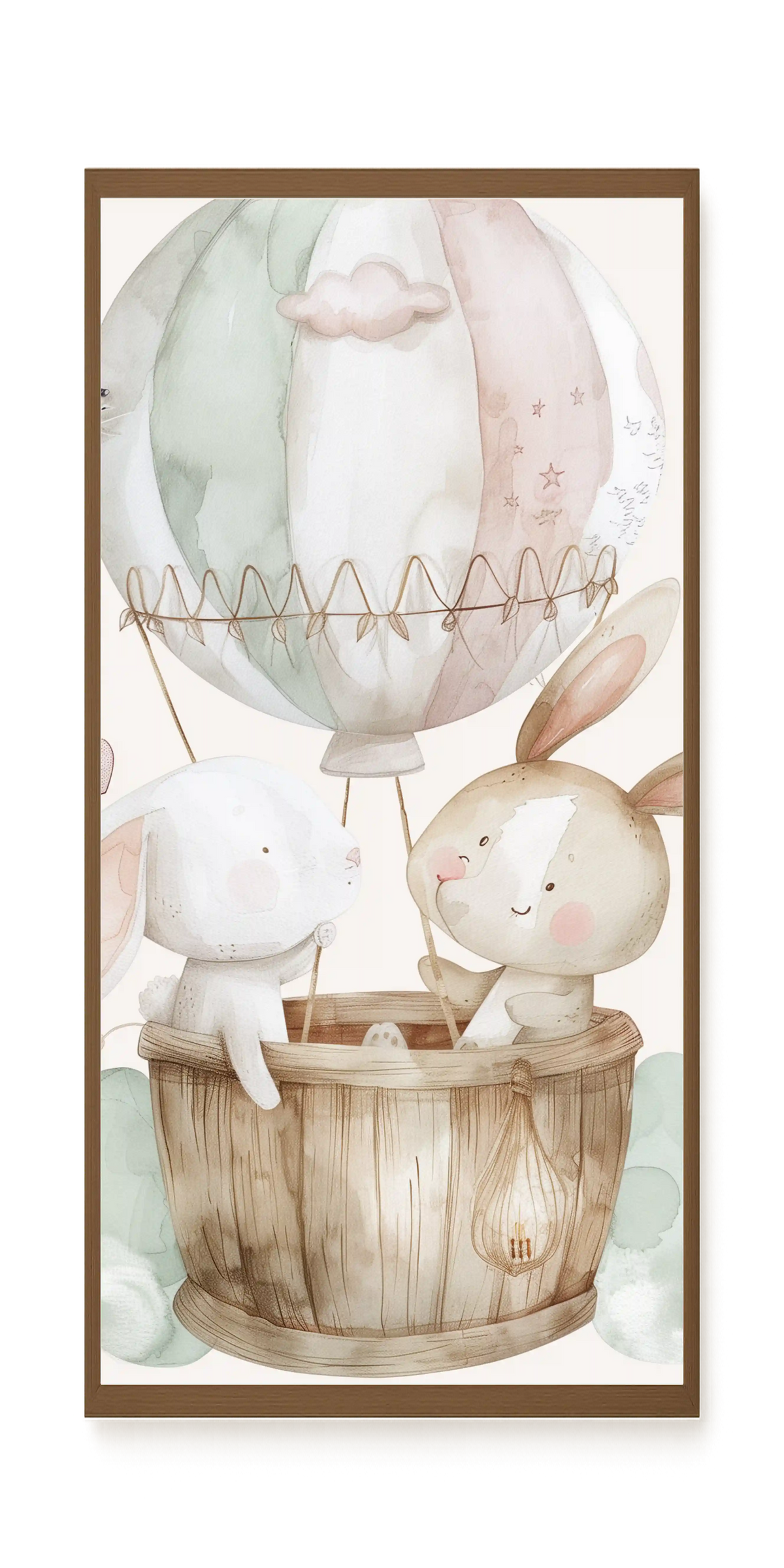 Bunnies in Hot Air Balloon Canvas Print