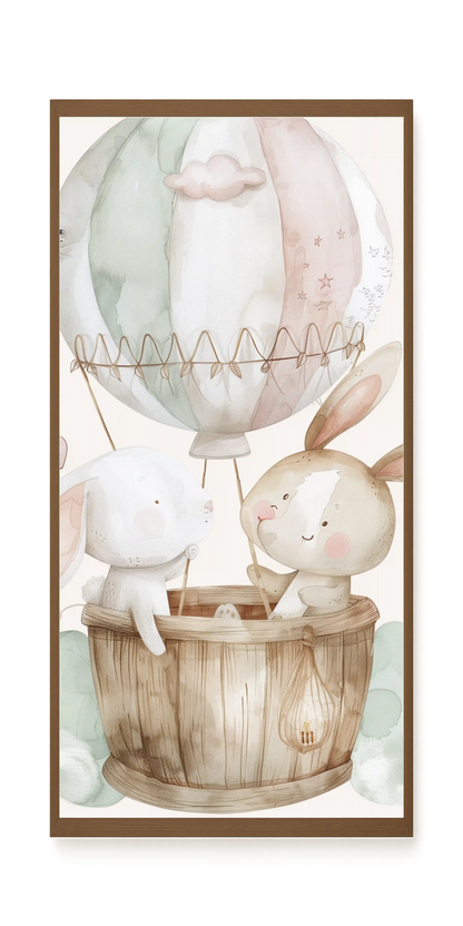 Bunnies in Hot Air Balloon Canvas Print