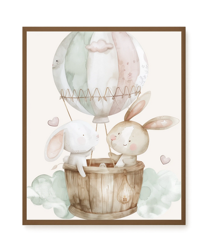 Bunnies in Hot Air Balloon Canvas Print