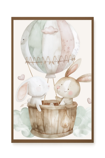 Bunnies in Hot Air Balloon Canvas Print